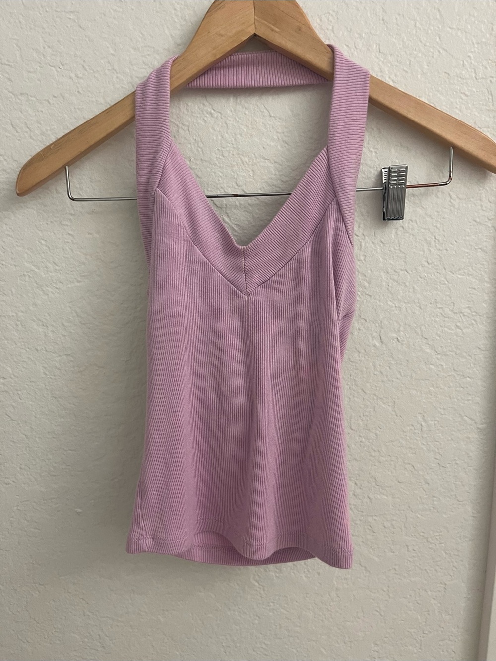 silence + noise Ribbed V-Neck Tank Top - Light Pink